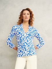 Hobbs Blue Aimee Printed Top - Image 1 of 4