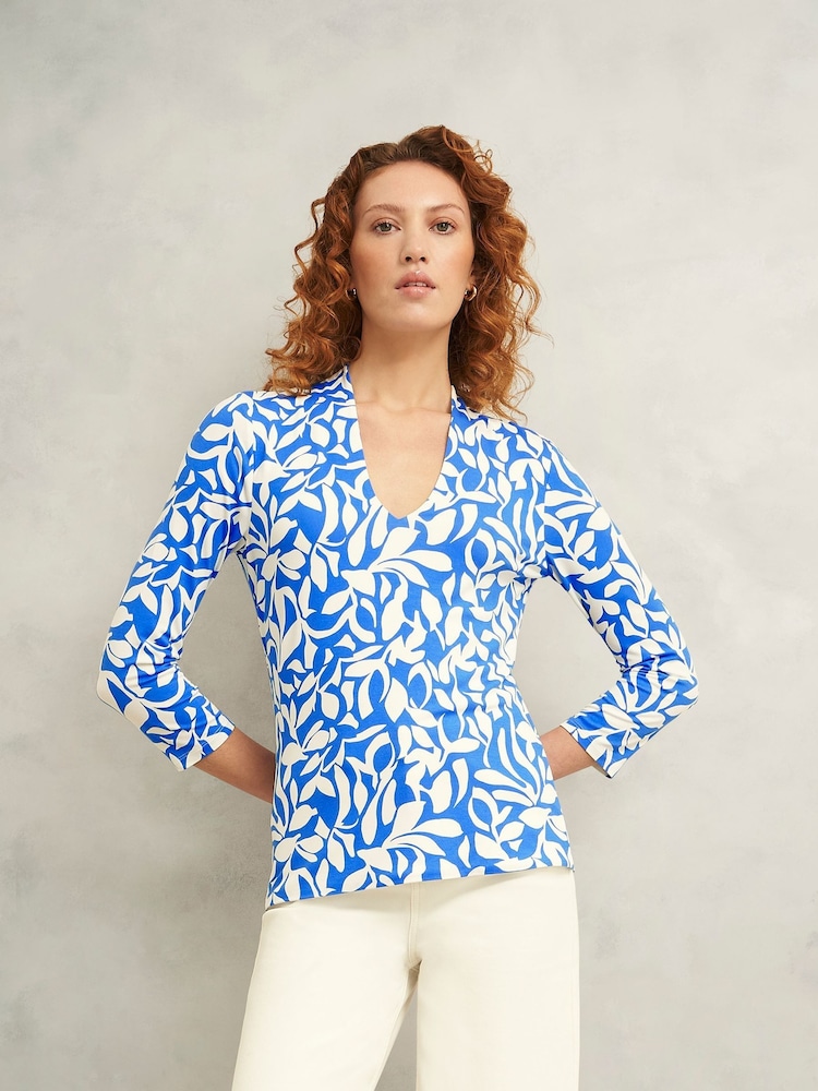 Hobbs Blue Aimee Printed Top - Image 1 of 4