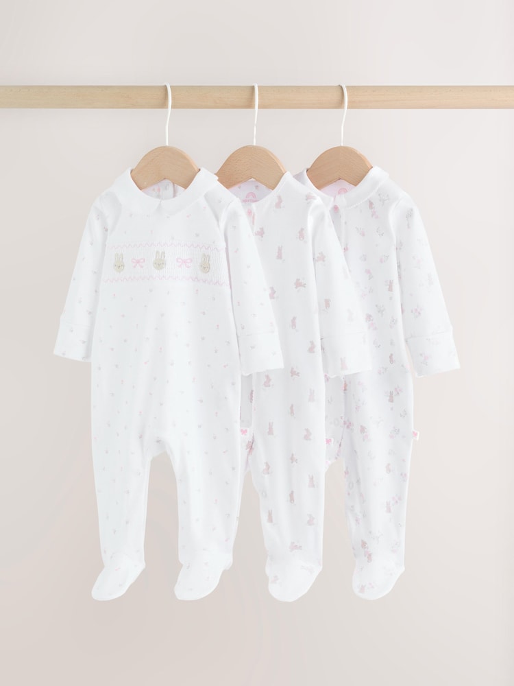 White/Pink Collar - عبوة 3 بذلات نوم للبيبي - صورة 1 من 16 White/Pink Collar - عبوة 3 بذلات نوم للبيبي - صورة 1 من 16