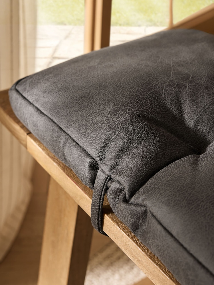 Monza Faux Leather Grey Dining Bench Cushion - Image 2 of 3