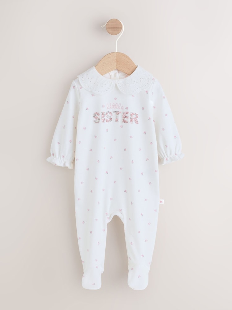 White Little Sister Family Baby Sleepsuit (0-2yrs) - Image 1 of 10 White Little Sister Family Baby Sleepsuit (0-2yrs) - Image 1 of 10