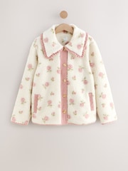 Pink Floral Collared Borg Jacket - Image 10 of 12