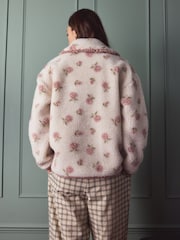 Pink Floral Collared Borg Jacket - Image 2 of 12
