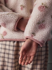 Pink Floral Collared Borg Jacket - Image 5 of 12