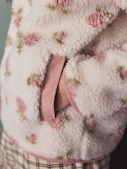 Pink Floral Collared Borg Jacket - Image 7 of 12