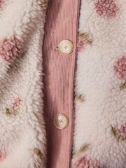 Pink Floral Collared Borg Jacket - Image 9 of 12