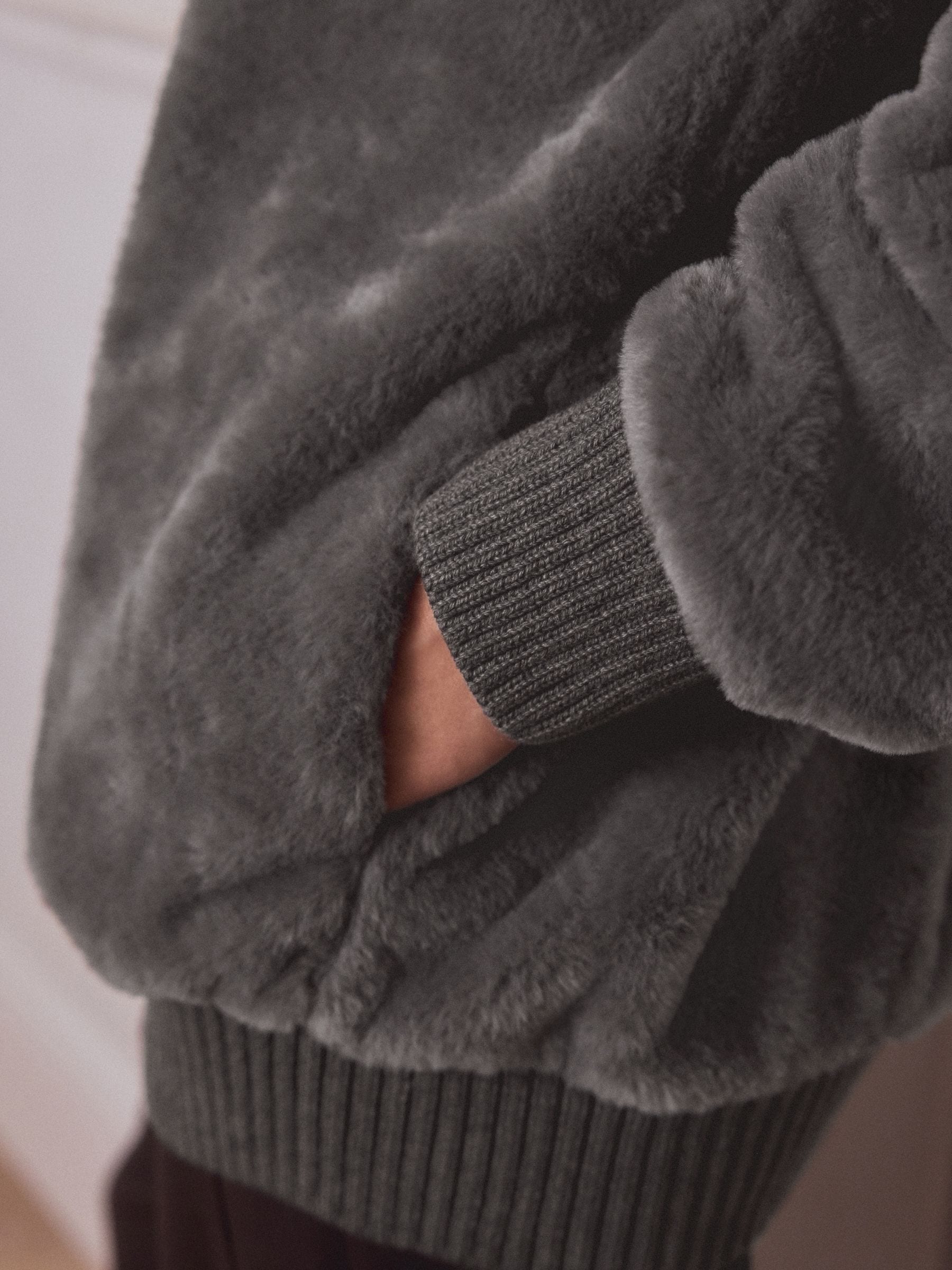 Buy Mink Brown Faux Fur Cardigan from Next Oman