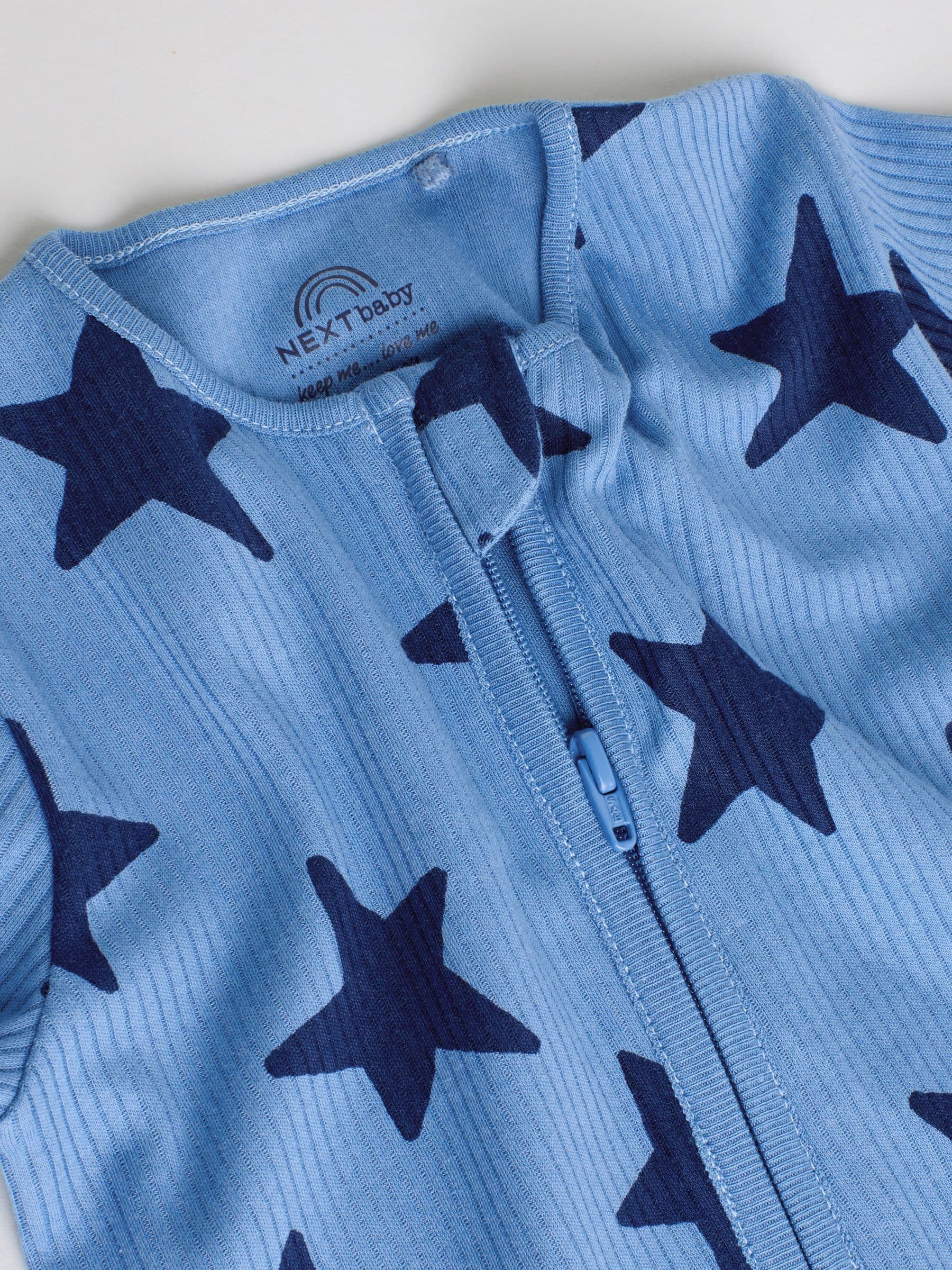 Buy Navy Star Two Way Zip Baby Sleepsuits 3 Pack (0-2yrs) from the