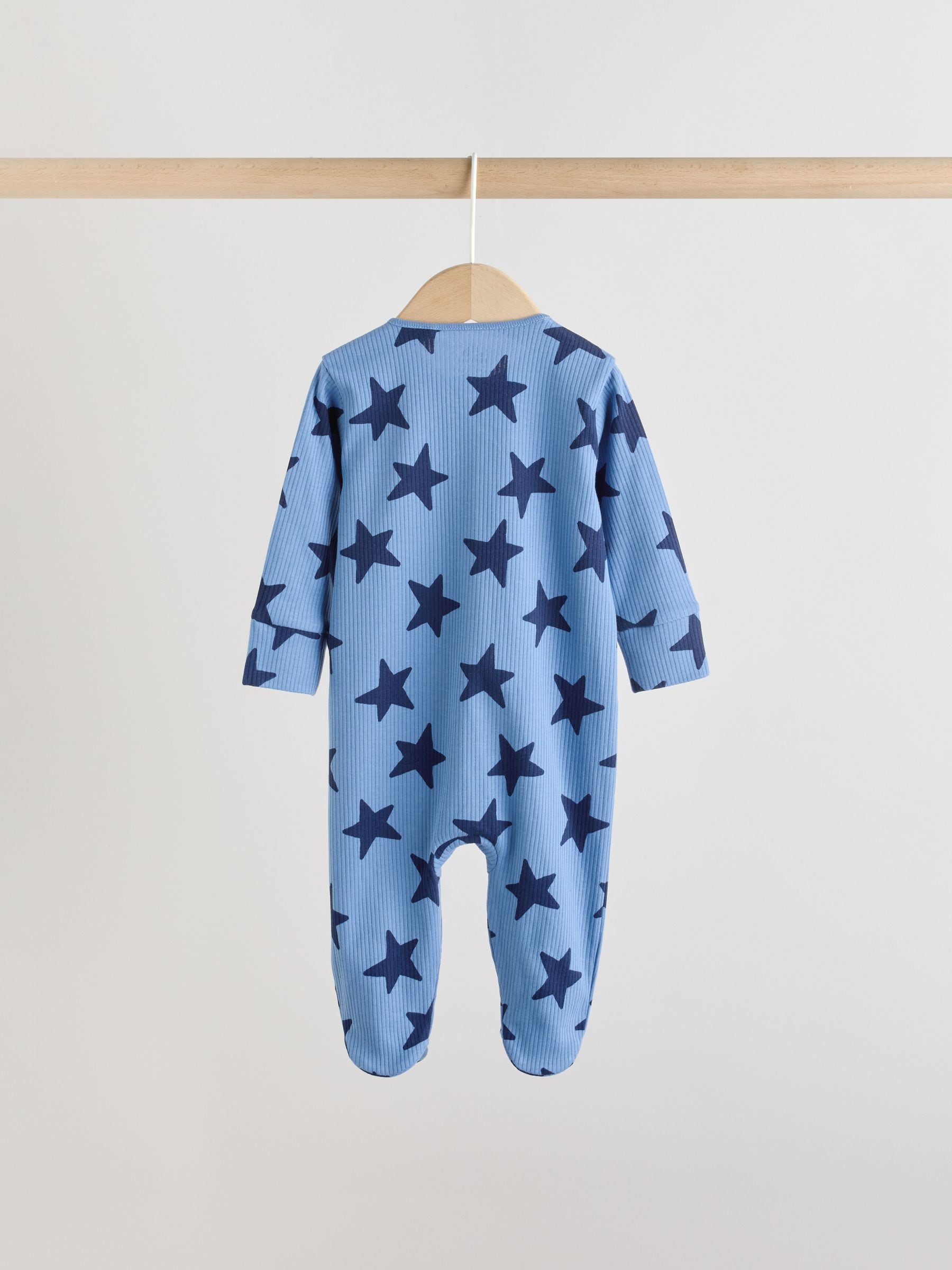 Buy Navy Star Two Way Zip Baby Sleepsuits 3 Pack (0-2yrs) from the