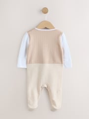 Neutral Smart Bow Tie Baby Sleepsuit (0mths-2yrs) - Image 5 of 11