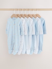 Blue 7 Pack Baby Bear Sleepsuit (0-2yrs) - Image 1 of 18