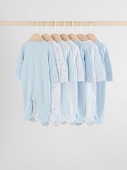 Blue 7 Pack Baby Bear Sleepsuit (0-2yrs) - Image 2 of 18