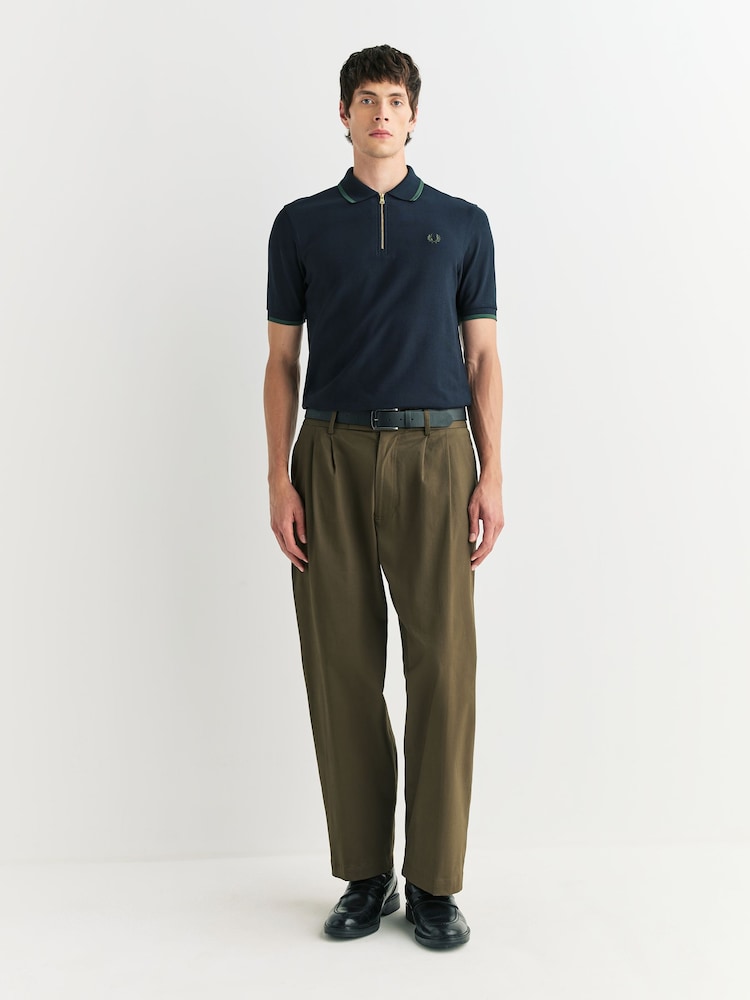 Fred Perry Blue Crepe Pique Polo Shirt - Image 2 of 5 Fred Perry Blue Crepe Pique Polo Shirt - Image 2 of 5