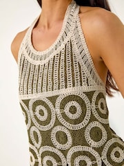 Roman Green Petite Crochet Contrast Maxi Dress - Image 5 of 5