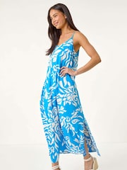 Roman Blue Petite Strappy Tiered Maxi Dress - Image 1 of 5