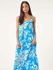 Roman Blue Petite Strappy Tiered Maxi Dress - Image 2 of 5