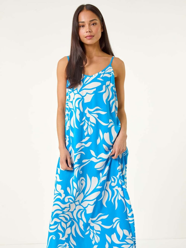 Roman Blue Petite Strappy Tiered Maxi Dress - Image 2 of 5