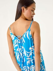 Roman Blue Petite Strappy Tiered Maxi Dress - Image 4 of 5