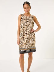 Roman Natural Petite Animal Print Border Print Shift Dress - Image 2 of 3