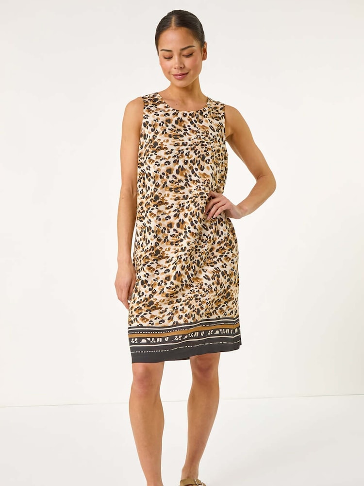 Roman Natural Petite Animal Print Border Print Shift Dress - Image 2 of 3