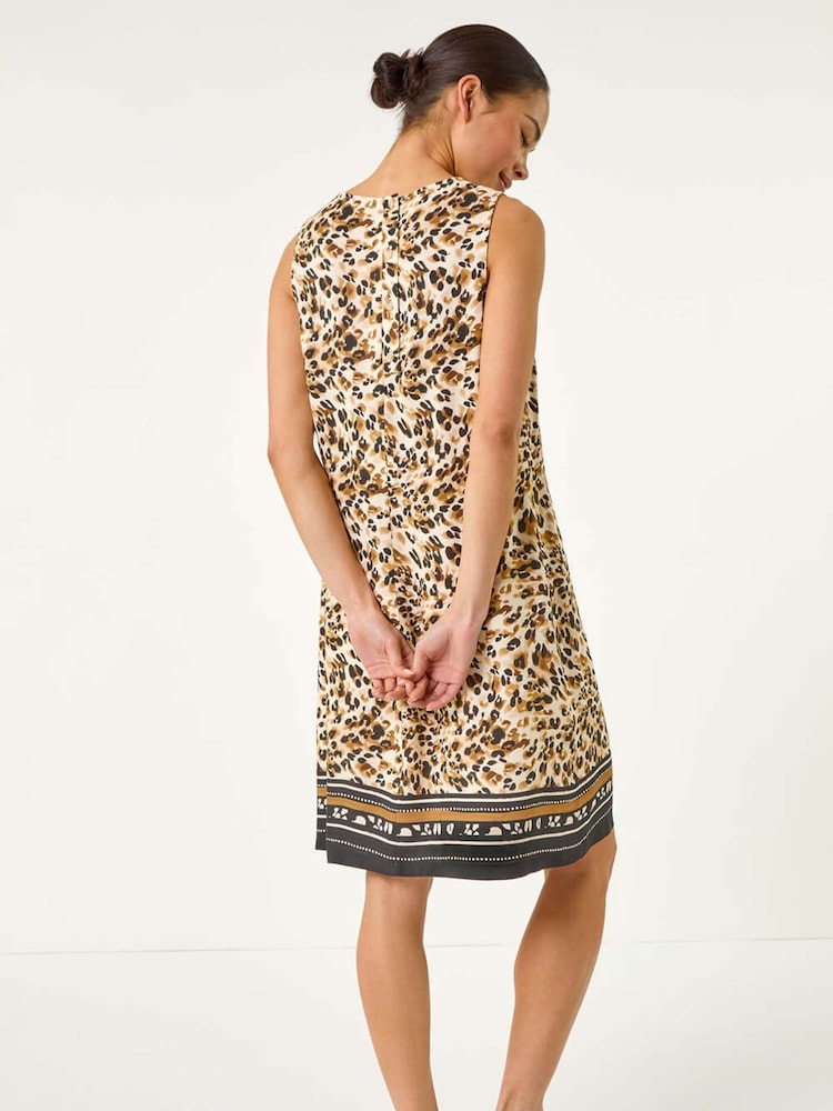 Roman Natural Petite Animal Print Border Print Shift Dress - Image 3 of 3