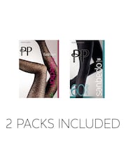 Pretty Polly Black Leopard Tights & 60D Opaque 2 Pair Multipack - Image 10 of 10