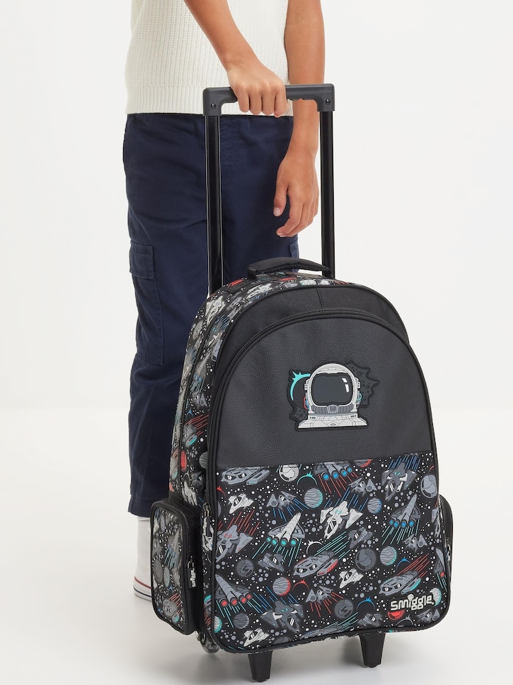 Smiggle Black Eclipse Trolley Backpack With Light Up Wheels - Image 1 of 7 Smiggle Black Eclipse Trolley Backpack With Light Up Wheels - Image 1 of 7