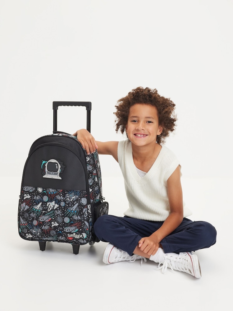 Smiggle Black Eclipse Trolley Backpack With Light Up Wheels - Image 2 of 7