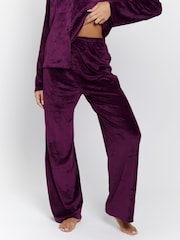 Loungeable Purple Velour Long Sleeve Traditional Pyjamas Set - Image 4 of 5