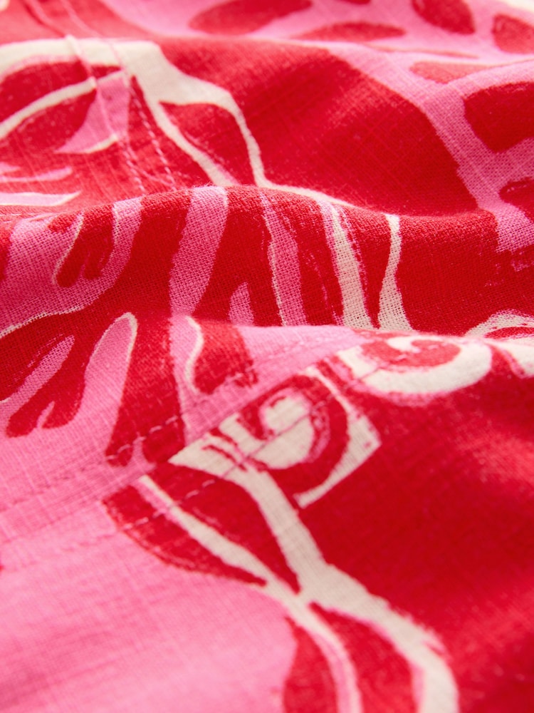Rot/Muschelprint - Minikleid mit Leinen und Rundhalsausschnitt - Bild 4 von 4 Rot/Muschelprint - Minikleid mit Leinen und Rundhalsausschnitt - Bild 4 von 4