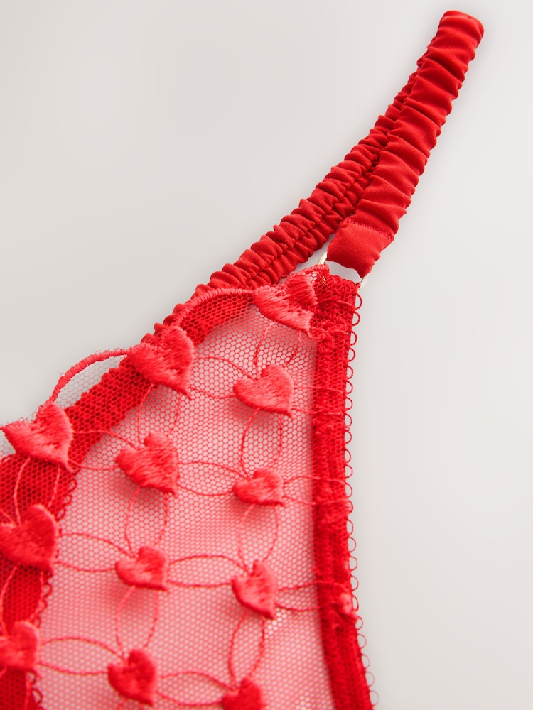Red Premium Swiss Heart Embroidery Thong - Image 2 of 3 Red Premium Swiss Heart Embroidery Thong - Image 2 of 3