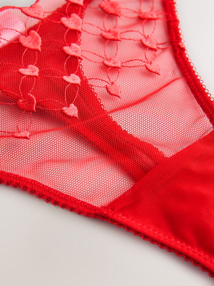 Red Premium Swiss Heart Embroidery Thong - Image 5 of 5