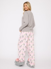Loungeable Grey Pamper Paws Long Sleeve Top And Trousers Set - Image 4 of 8