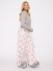 Loungeable Grey Pamper Paws Long Sleeve Top And Trousers Set - Image 5 of 8