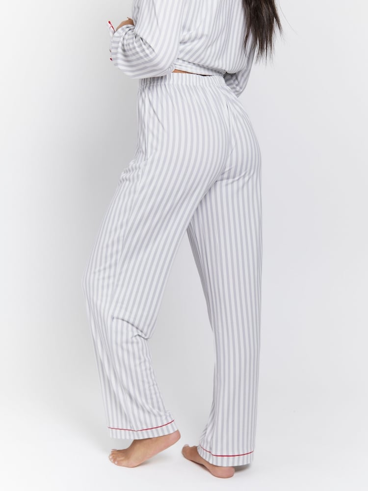 Loungeable Trim Stripe Long Button Through Pyjama Set - Bild 2 von 6