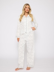 Loungeable White Star Printed Woven Traditional Pyjamas - Image 3 of 6