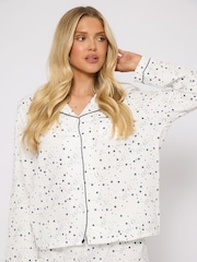 Loungeable White Star Printed Woven Traditional Pyjamas - Image 4 of 6