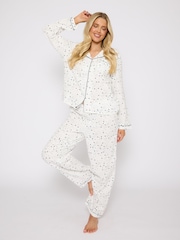 Loungeable White Star Printed Woven Traditional Pyjamas - Image 5 of 6