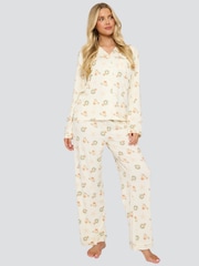 Loungeable Cream Christmas Button Shirt and Long Pyjamas Set - Image 4 of 5