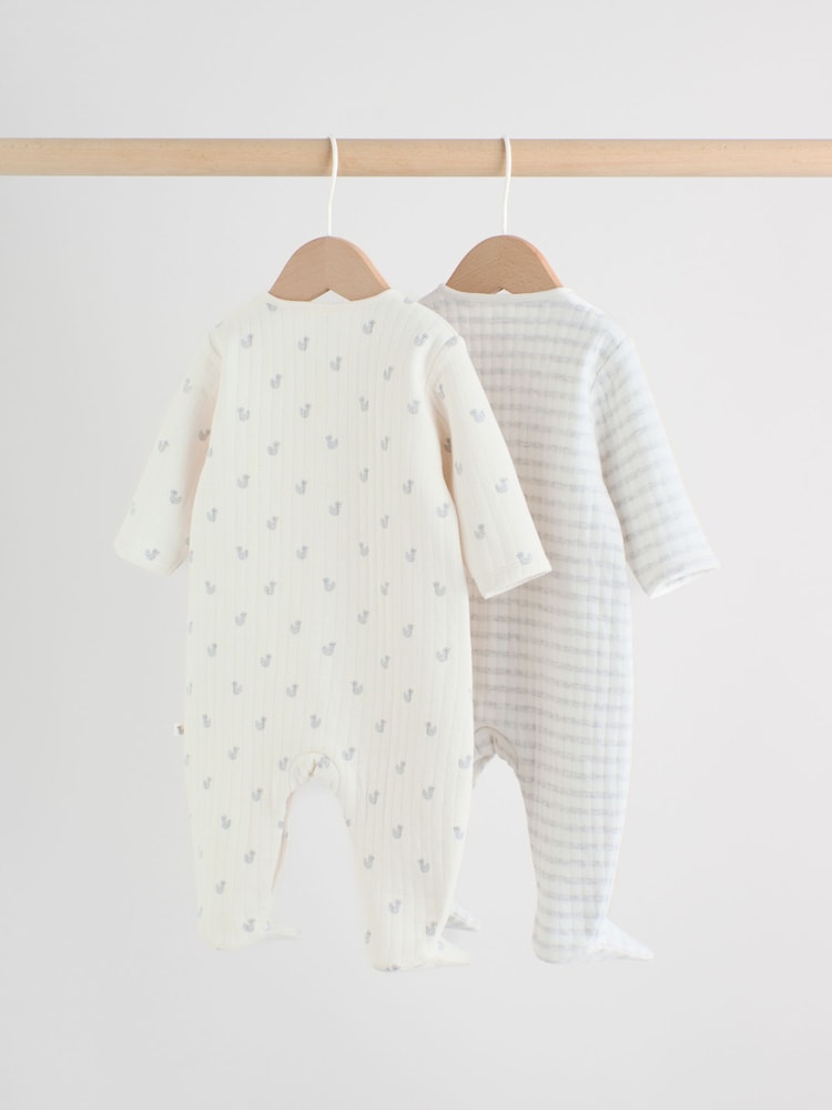 Grey Baby Quilted Sleepsuits 2 Pack - Image 2 of 13