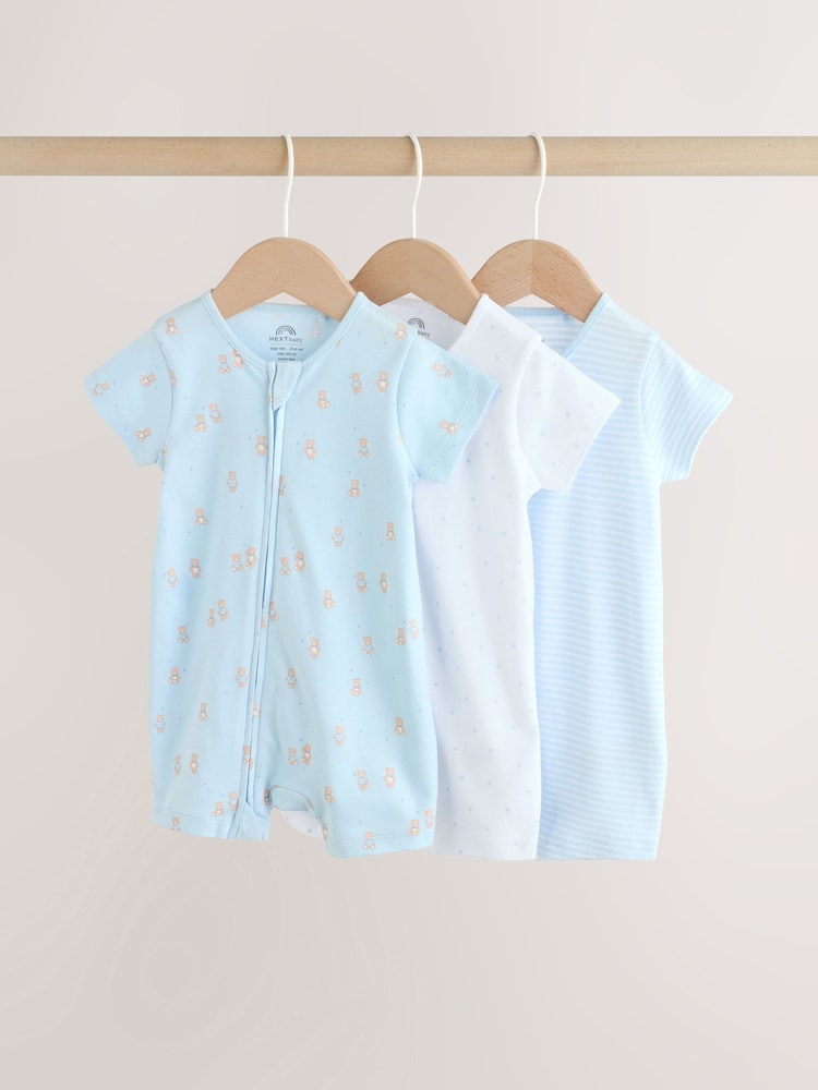 ブルー - 2 ウェイジップベビーロンパース 3 枚パック（0 ヶ月～ 3 歳） - 画像 1 / 13