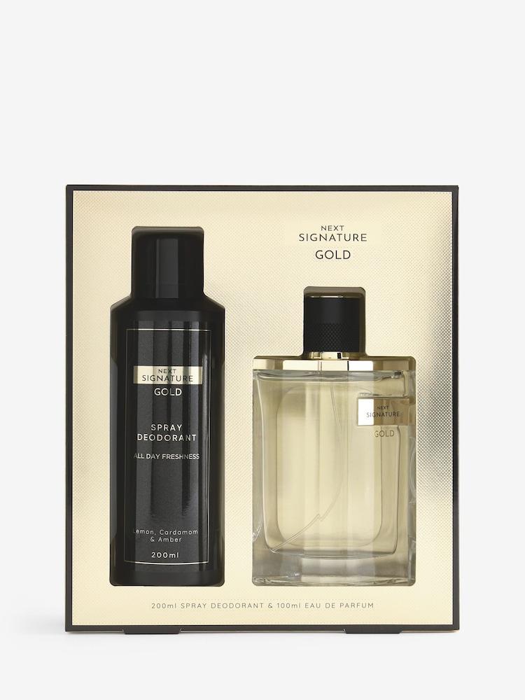 Signature Gold 100ml & Deodorant 100ml Eau de Parfum & 200ml Body Spray Deodorant Gift Set - Image 2 of 3 Signature Gold 100ml & Deodorant 100ml Eau de Parfum & 200ml Body Spray Deodorant Gift Set - Image 2 of 3