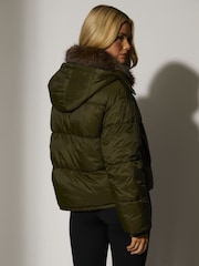 South Beach Green Padded Faux Fur Hood Jacket - Image 3 of 4