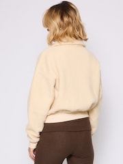 South Beach Cream Fleece Back Borg Cropped Jacket - Image 11 of 11