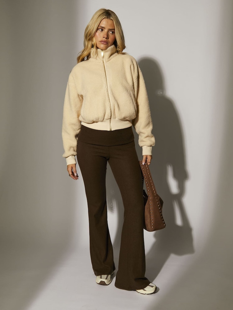 South Beach Cream Fleece Back Borg Cropped Jacket - Image 2 of 11