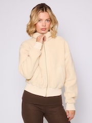 South Beach Cream Fleece Back Borg Cropped Jacket - Image 7 of 11