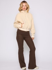 South Beach Cream Fleece Back Borg Cropped Jacket - Image 8 of 11
