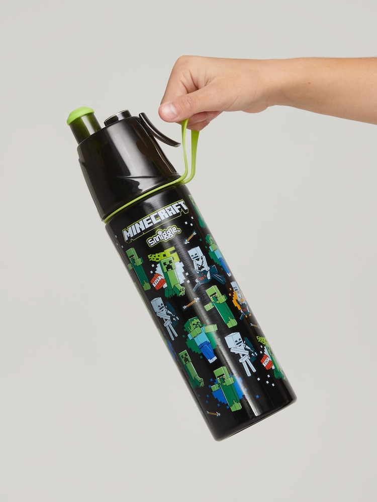 Smiggle Black Minecraft Insulated Stainless Steel Spritz Drink Bottle 500ml - Image 1 of 2