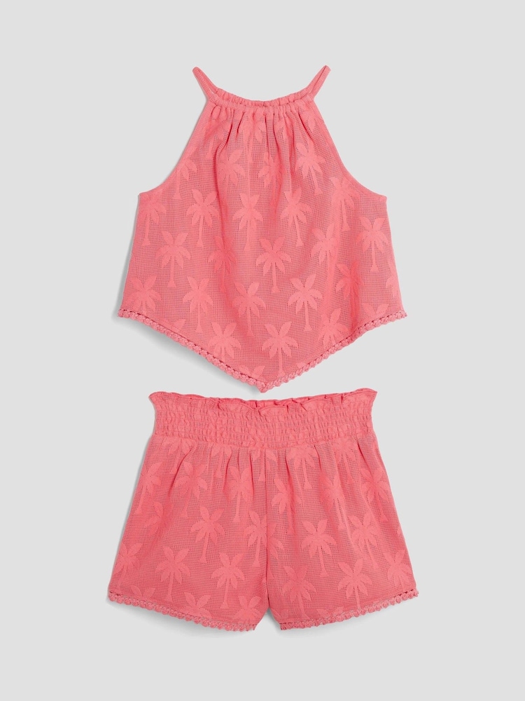 River Island Pink Girls Hanky Hem Shorts Set - Image 2 of 4