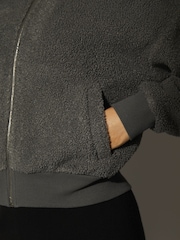 South Beach Grey Fleece Back Borg Cropped Jacket - Image 6 of 6